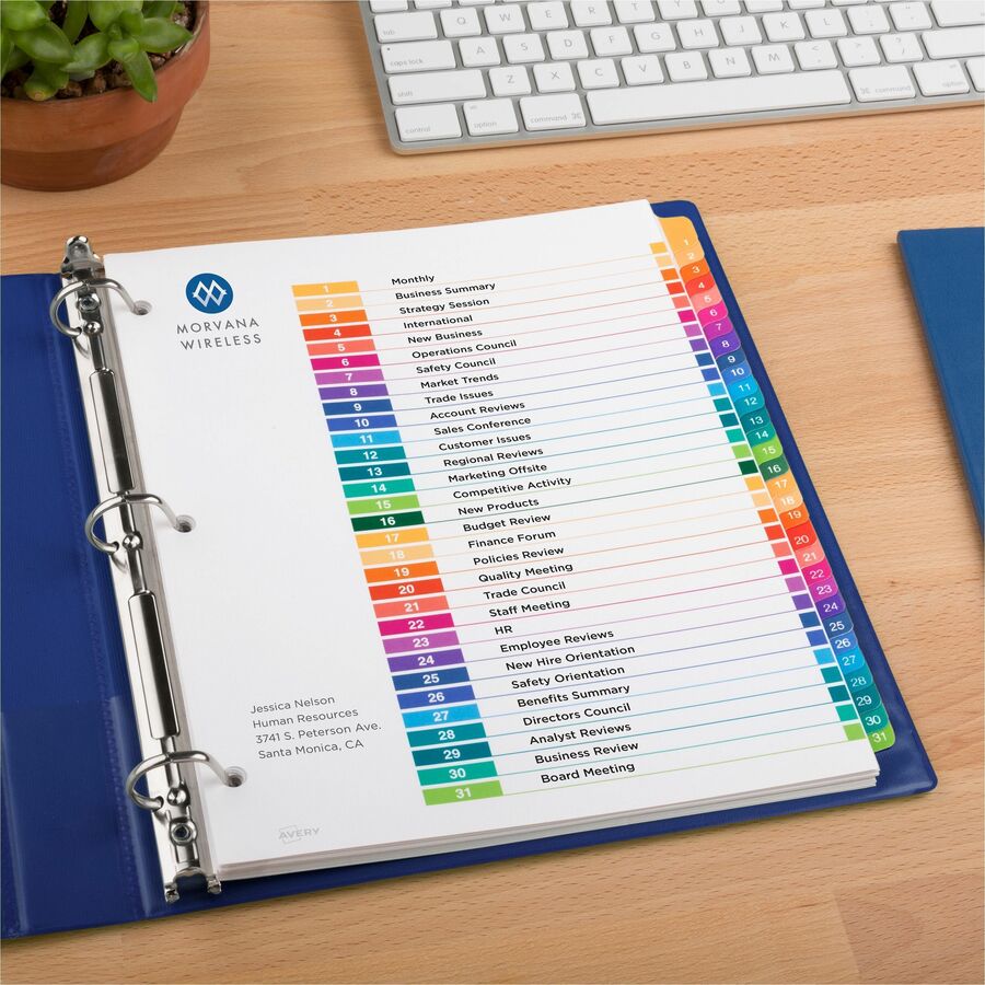 Avery® Ready Index® Table of Content Dividers for Laser and Inkjet Printers, 1-31