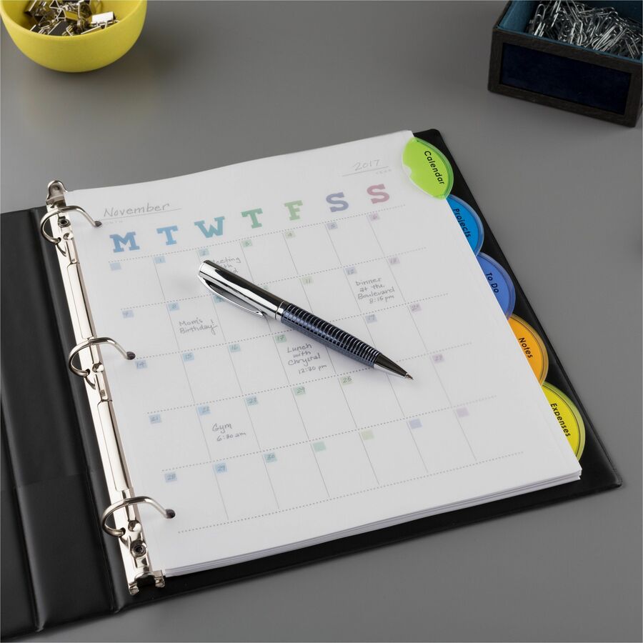 Avery® Insertable Style Edge„¢ Plastic Dividers, 5 tabs, 1 set