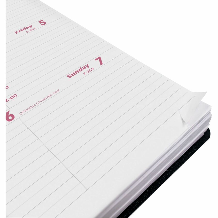 Brownline® Essential Weekly Diary Twin Wire Flexible Cover 8x5" English Black