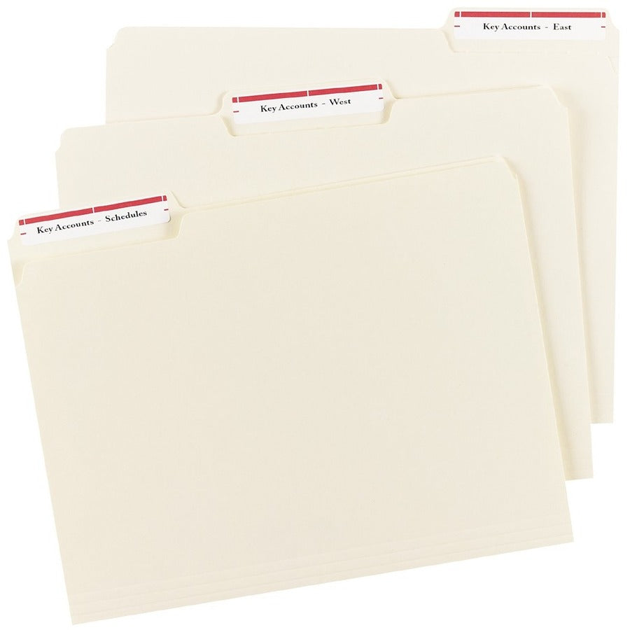Avery® Filing Labelswith TrueBlock„¢ Technology for Laser and Inkjet Printers, 3-7/16" x 2/3" , Red
