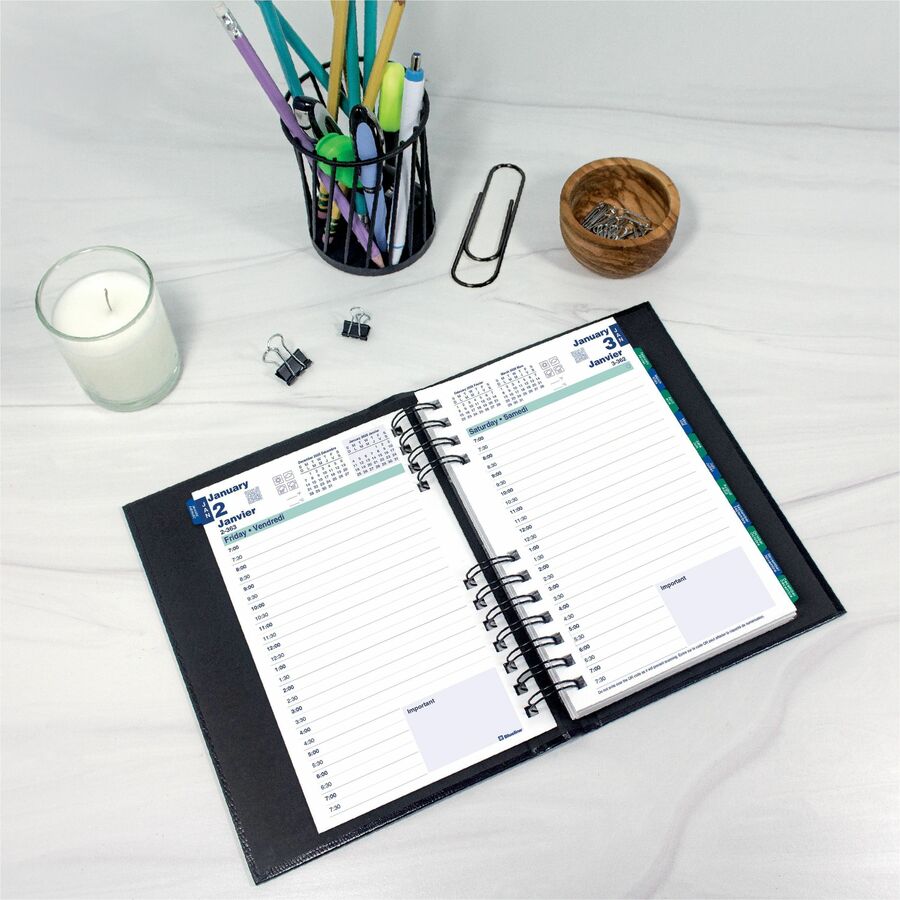 Blueline 2026 CoilPro 12-Month Daily Planner - January to December - 8" x 5" - Black - Bilingual C1504C81B