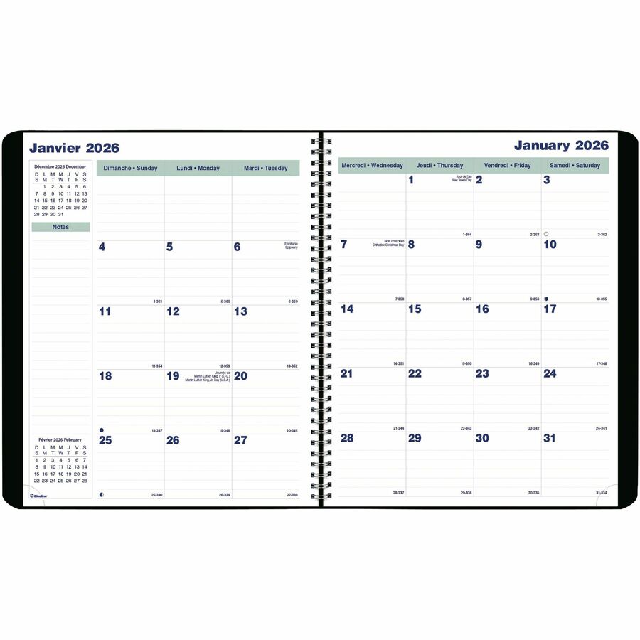 Blueline 2026 Essential 16-Month Monthly Planner - September-December - 11" x 9-1/16" - Black - Bilingual