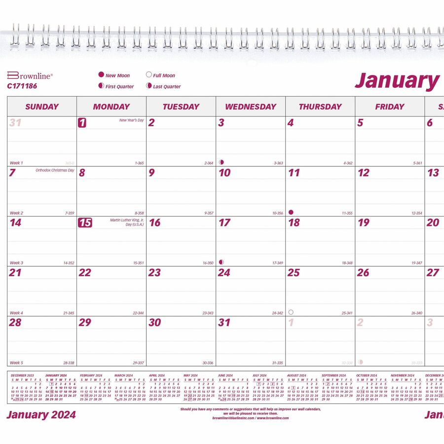 Brownline Monthly Wall Calendar