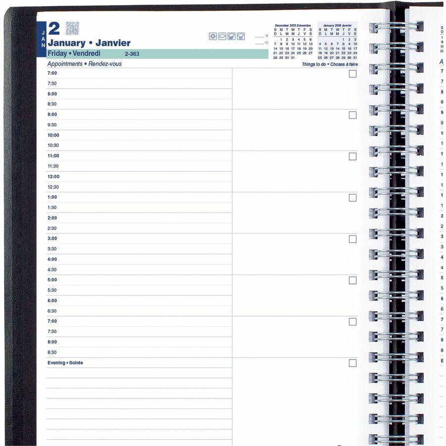 Blueline 2026 12-Month Daily Planner - January to December - 8.5x11 - Black - Bilingual C96581BT