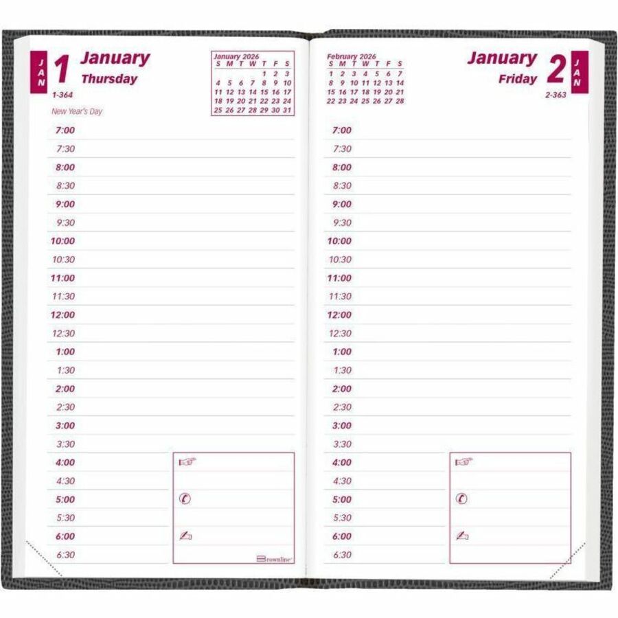 Brownline® Traditional Daily Pocket Diary 6" x 3-1/8" Assorted English