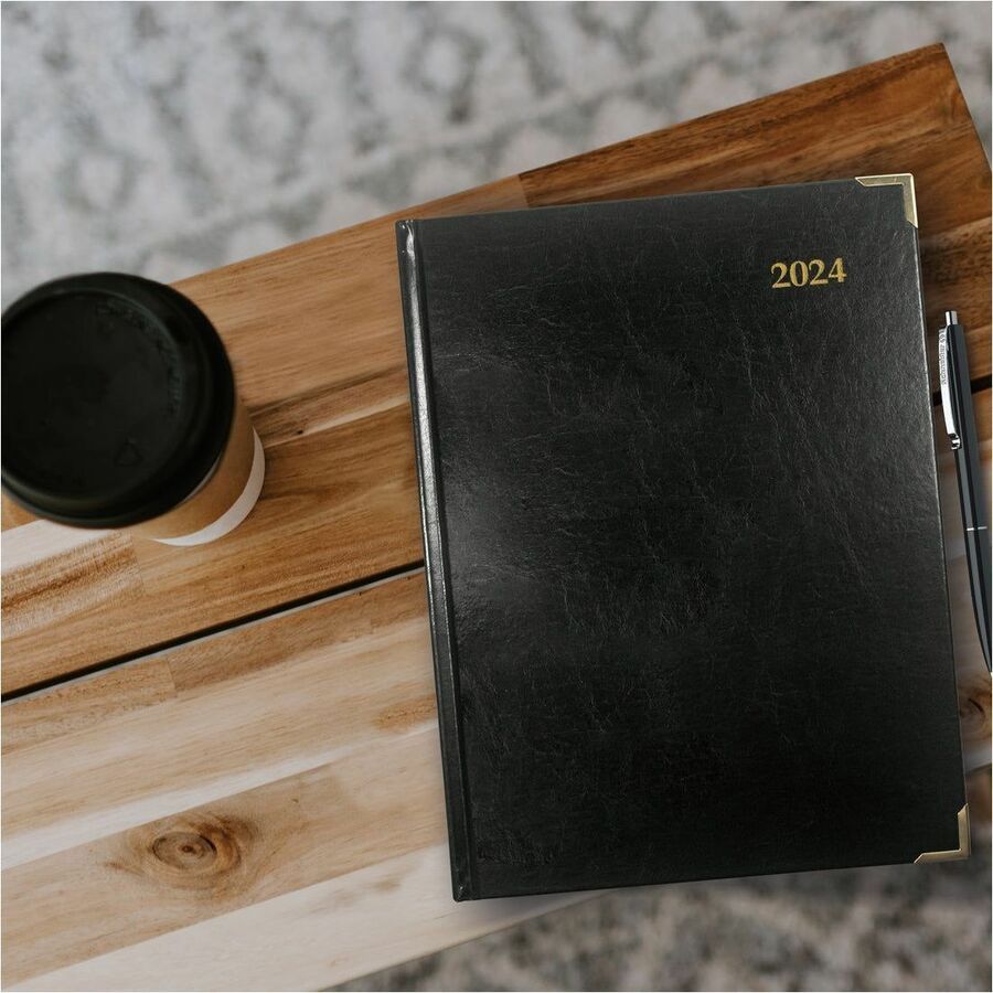 Brownline Executive Daily Planner, 10-7/8" x 7-5/8" , Trilingual, Black