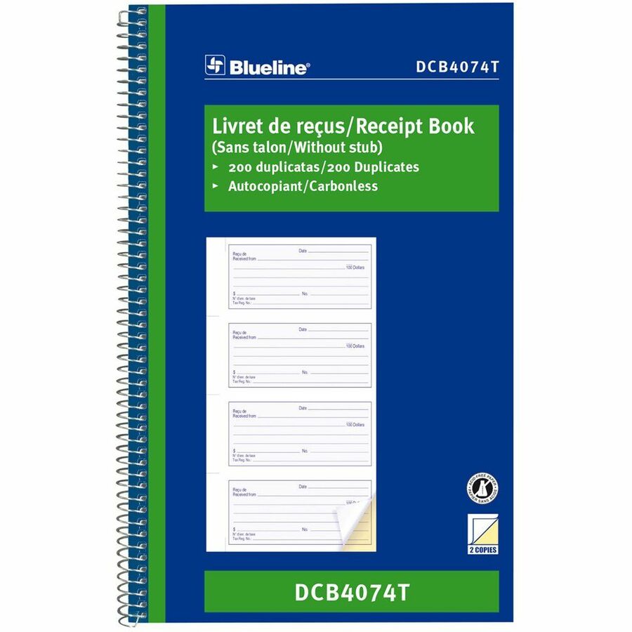 Blueline Receipt Book - BLIDCB4074T