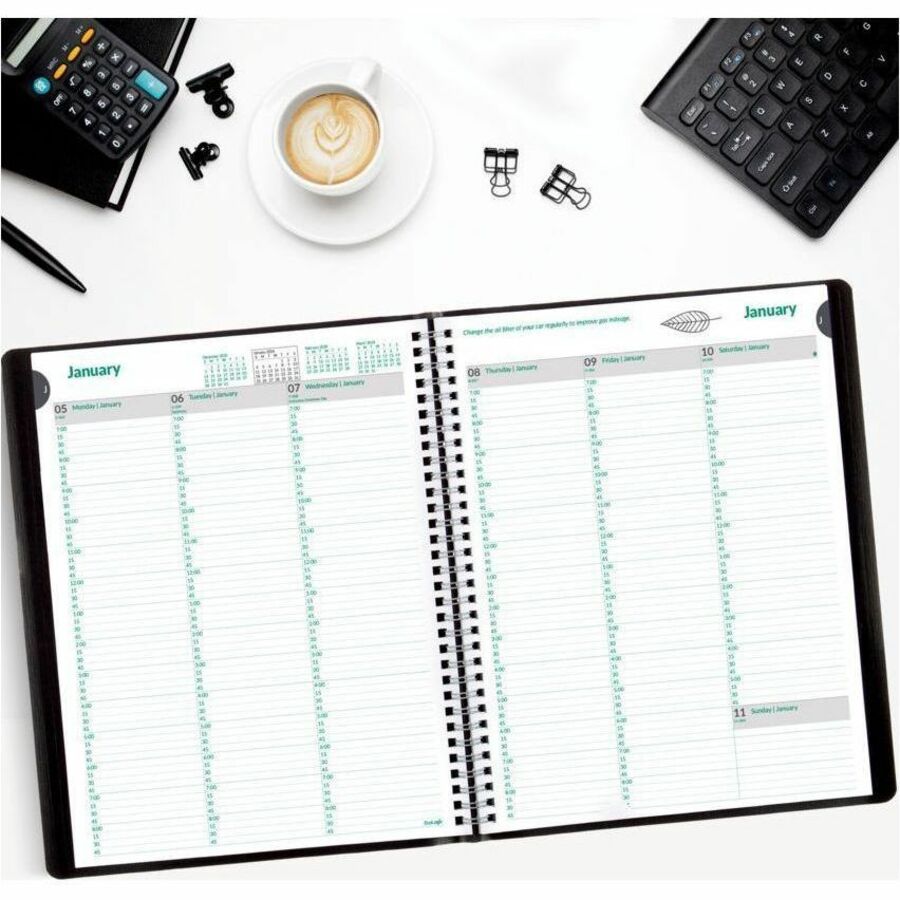 Brownline® EcoLogix® Weekly Diary 11x8-1/2" English Black