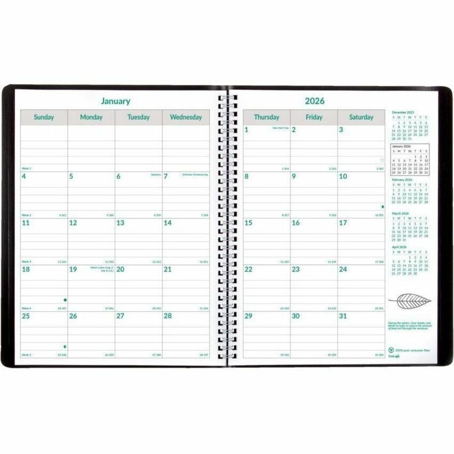 Blueline EcoLogix 14-Month Monthly Planner, 11" x 8-1/2" , English