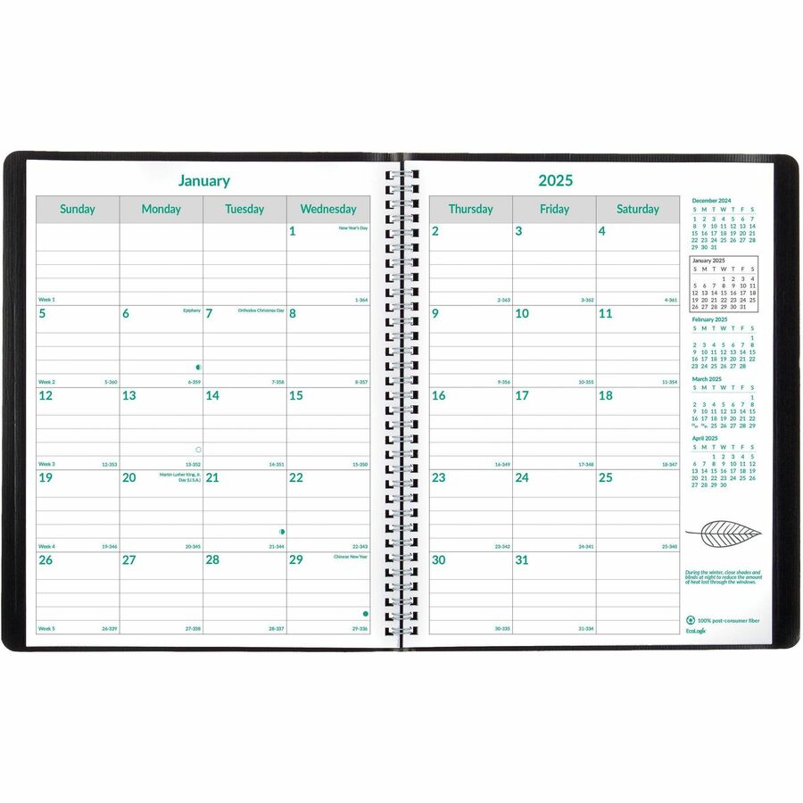 Blueline EcoLogix 14-Month Monthly Planner, 11" x 8-1/2" , English