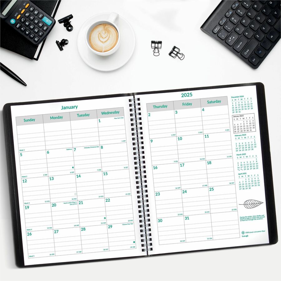 Blueline EcoLogix 14-Month Monthly Planner, 11" x 8-1/2" , English