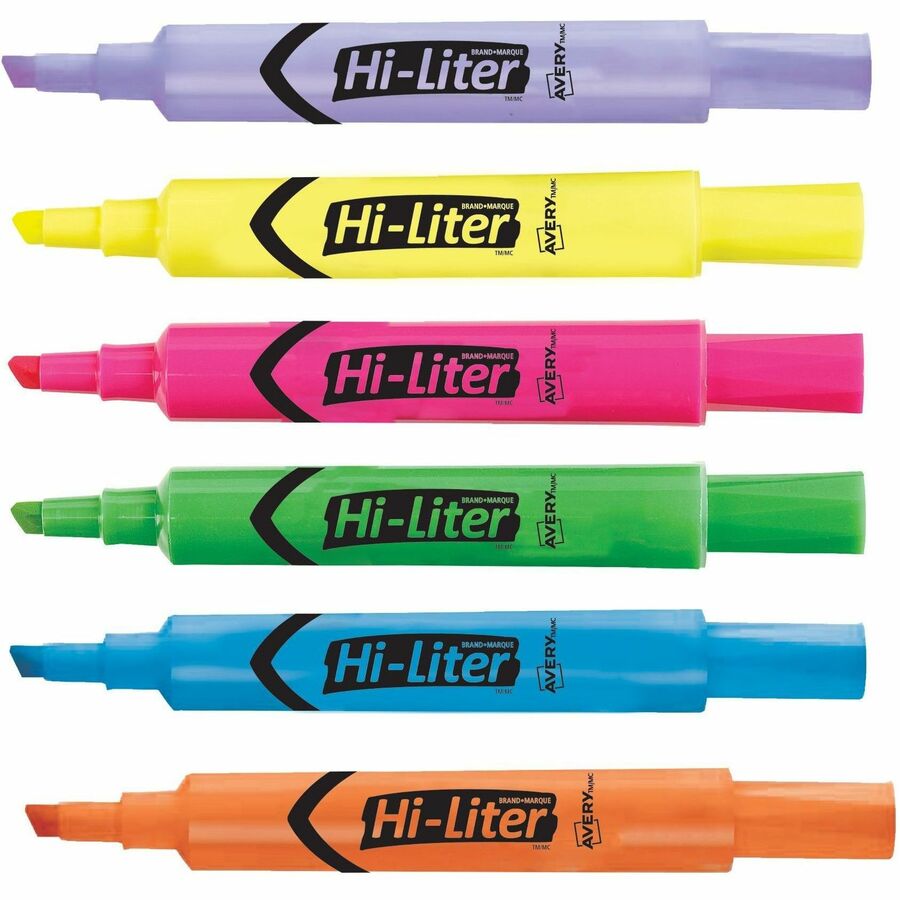 Avery® Desk Style HI-LITER®, Assorted Colours, 12/pk