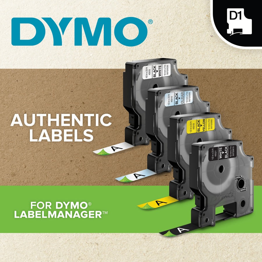 Dymo LetraTag Label Maker Tape Cartridge ½ inch black on white