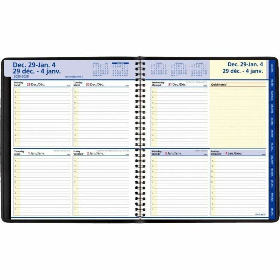 Planner AT-A-GLANCE® QuickNotes® Weekly/Monthly Diary 9-7/8x8" Bilingual Black 2026