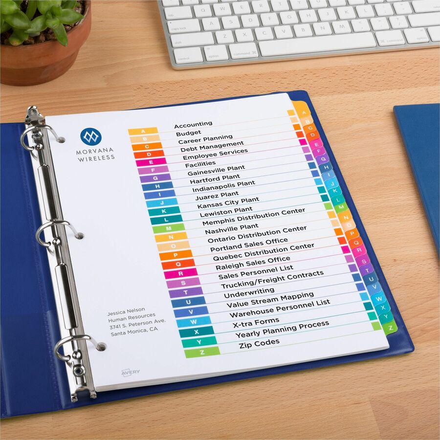 Avery® Ready Index® Table of Contents Dividers for Laser and Inkjet Printers, A-Z