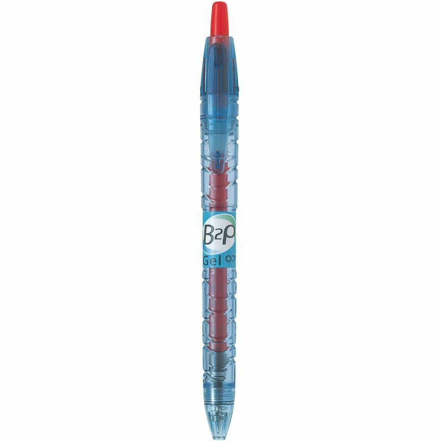 Pilot BeGreen B2P Retractable Gel Pen, Red, Fine 0.7 mm, Box of 10