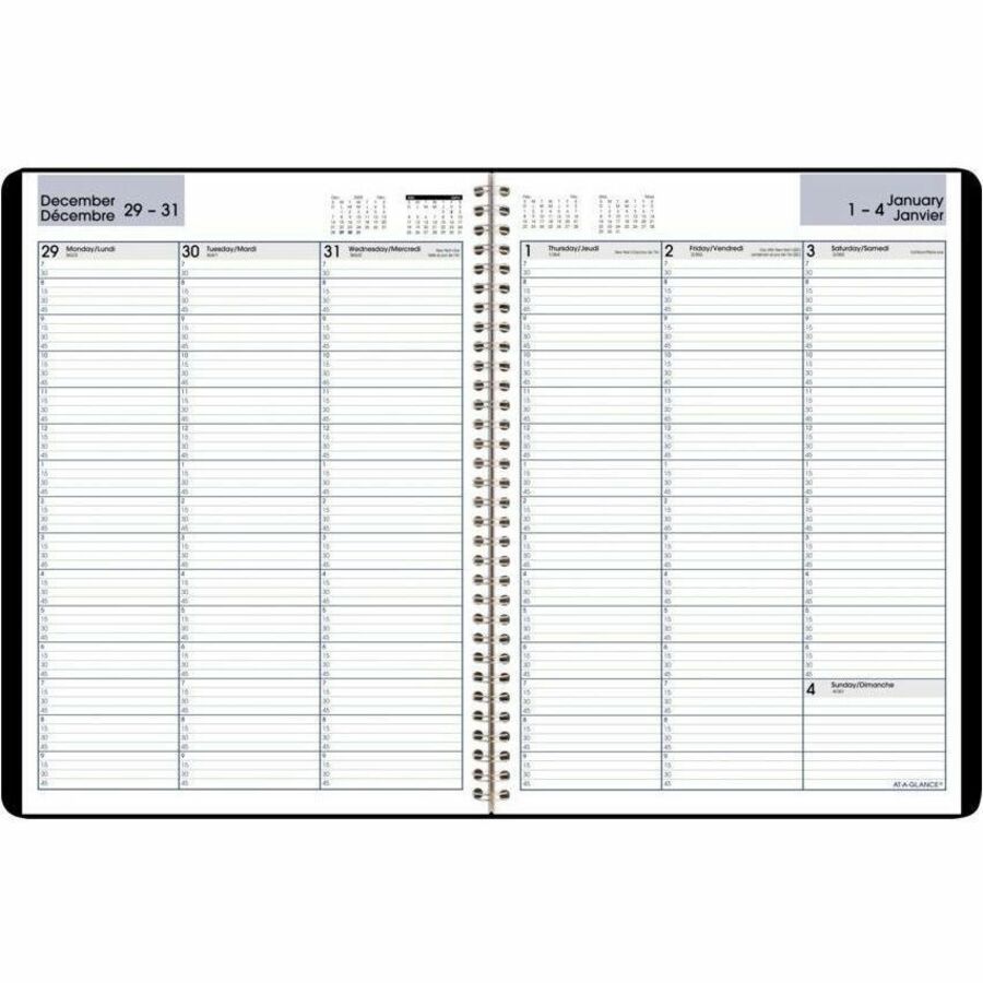 AT-A-GLANCE Recycled Weekly Appointment Book 11 x 8 Bilingual Black