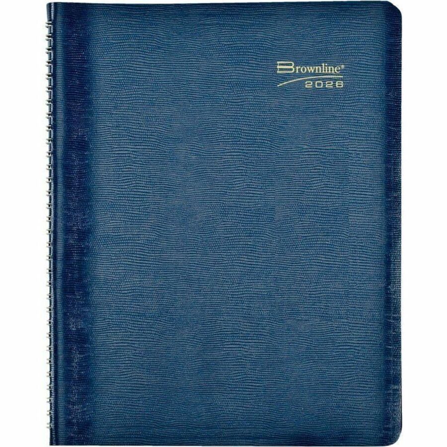 Brownline® Essential Weekly Diary Twin Wire 11" x 8-1/2" English Blue