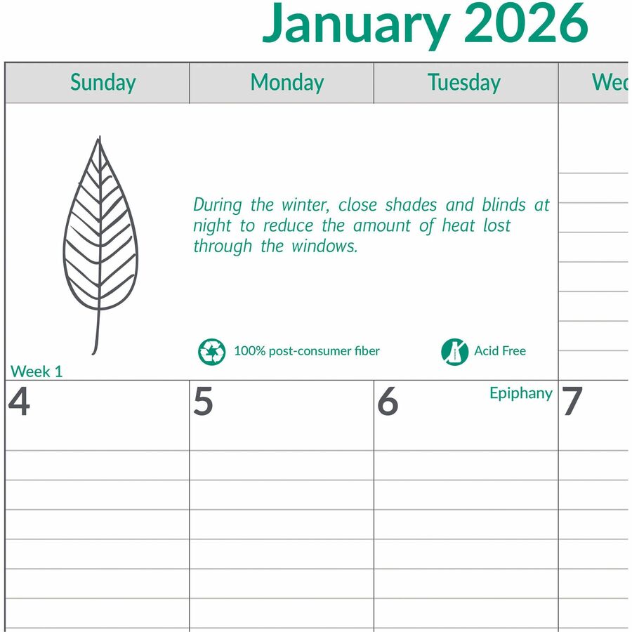 Brownline 2026 EcoLogix 12-Month Monthly Wall Calendar - January to December - 12" x 17" - English
