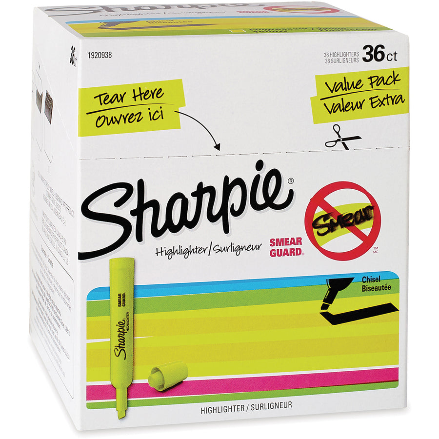 Sharpie SmearGuard Tank Style Highlighters - 1 Dozen