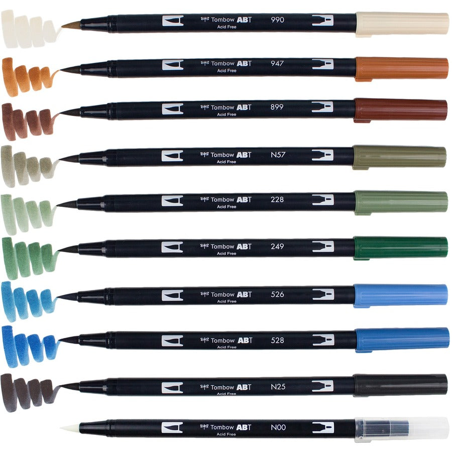 Tombow Dual Brush Art Pen 10-piece Set - Landscape Colours