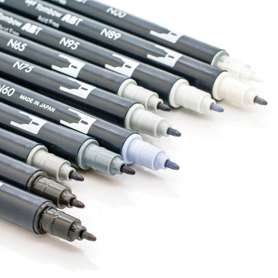 Tombow Dual Brush Art Pen 10-piece Set - Grayscale Colours