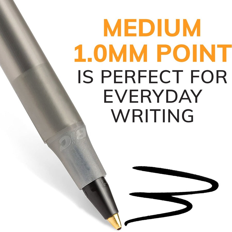 BIC Round Stic Extra Life Black Ballpoint Pens, Medium Point (1.0mm), 60-Count Pack of Bulk Pens, Flexible Round Barrel for Writing Comfort, No. 1 Selling Ballpoint Pens