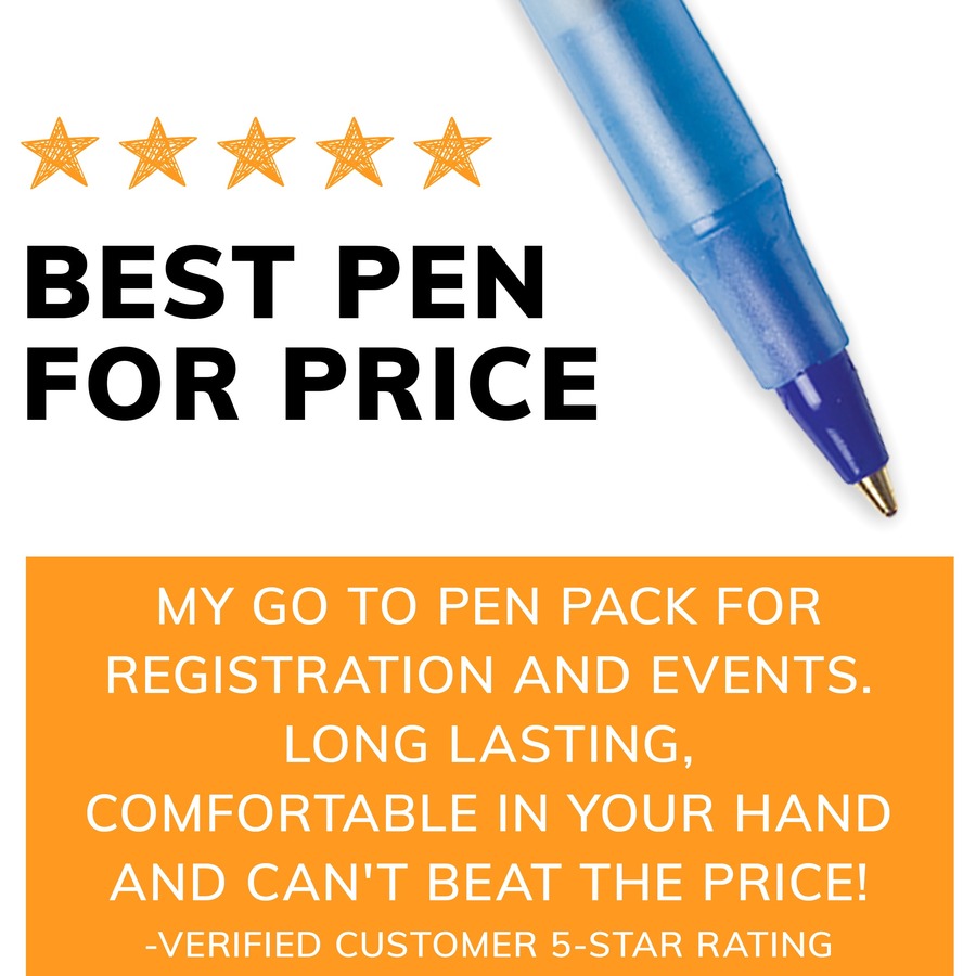 BIC Round Stic Extra Life Blue Ballpoint Pens, Medium Point (1.0mm), 60-Count Pack of Bulk Pens, Flexible Round Barrel for Writing Comfort, No. 1 Selling Ballpoint Pens