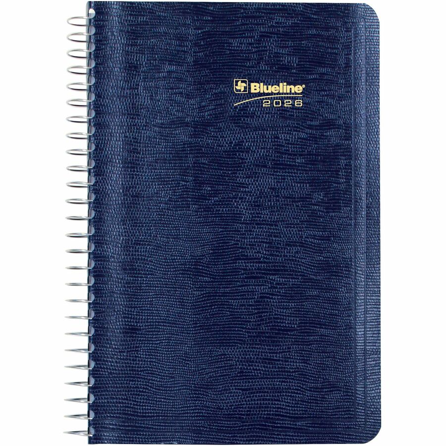 Blueline 2026 Essential 12-Month Daily Planner - January to December - 8" x 5" - Navy Blue - Bilingual