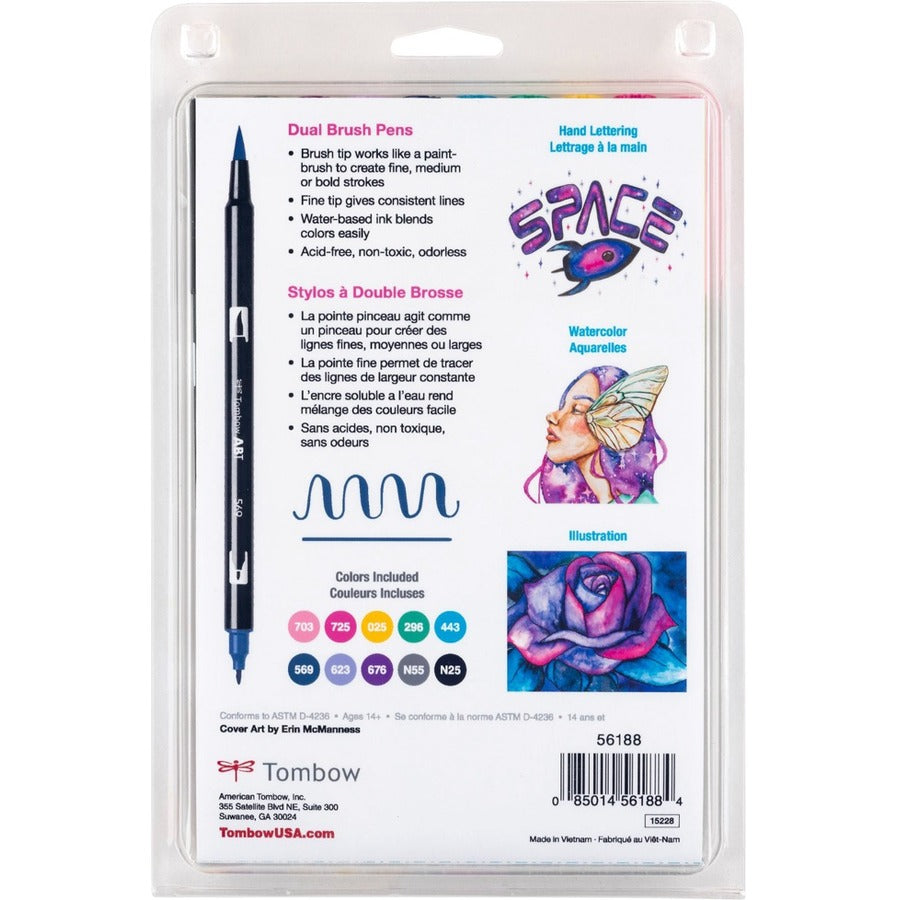 Tombow Dual Brush Pens Assorted Galaxy Colours 10/pkg
