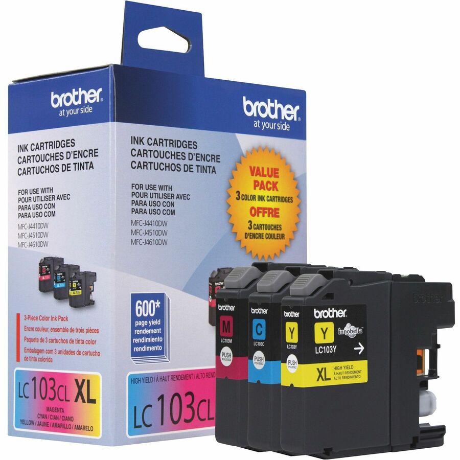 Brother Innobella LC1033PKS Original High Yield Inkjet Ink Cartridge - Tri-pack - Cyan, Magenta, Yellow - 3 / Pack