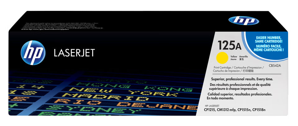 HP 125A (CB542A) Original Standard Yield Laser Toner Cartridge - Single Pack - Yellow - 1 Each