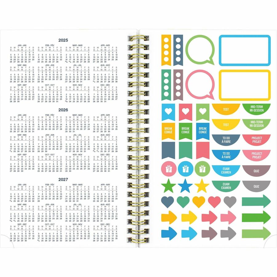 Blueline 2025-2026 Under The Sea 13-Month Weekly/Monthly Academic Planner - July to July - 8" x 5" - Waves - Bilingual