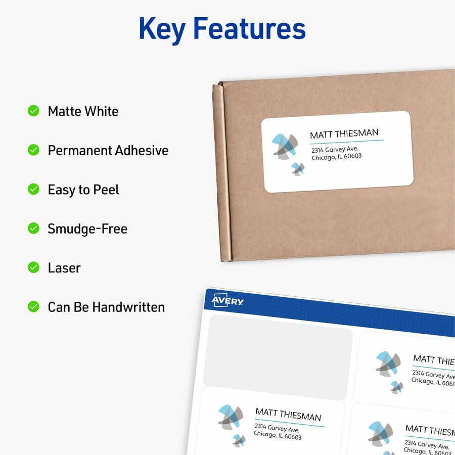 Avery Shipping Labels, Sure Feed, 2" x 4" 1,000 White Labels (5163)