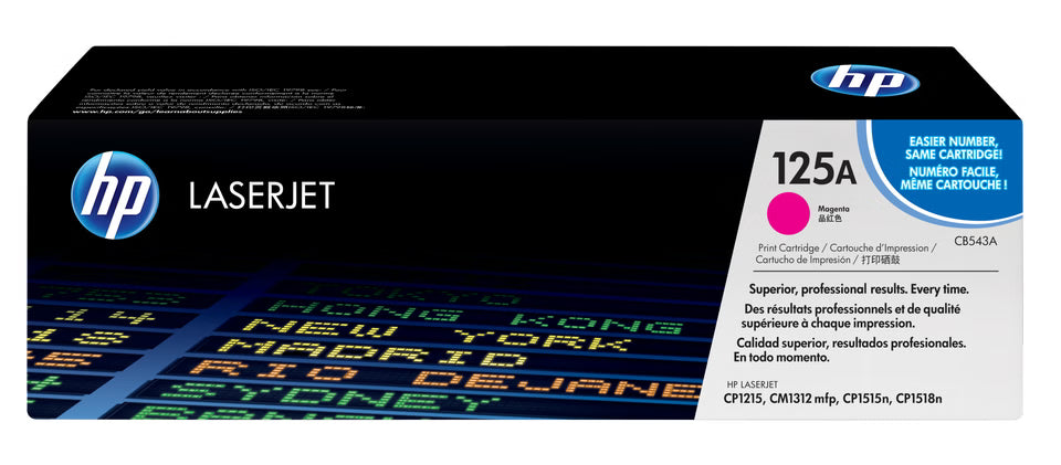 HP 125A (CB543A) Original Standard Yield Laser Toner Cartridge - Single Pack - Magenta - 1 Each