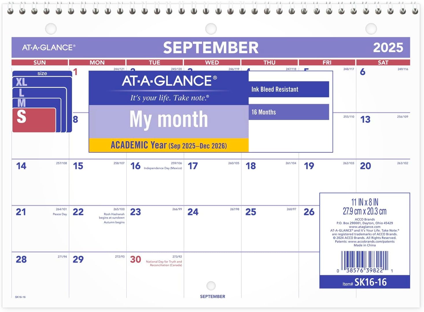 Calendar Bilingual Desk Wall Academic 11 X 8 2025/26