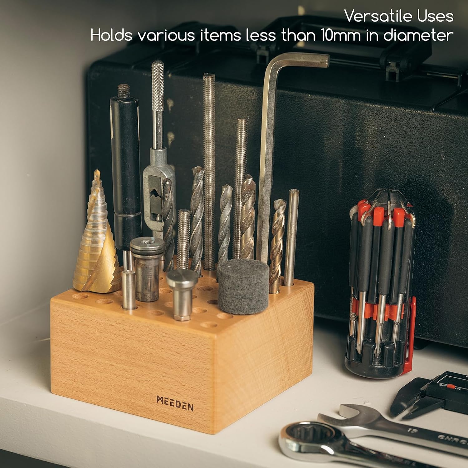 Beechwood 36-Slot Brush & Pencil Holder