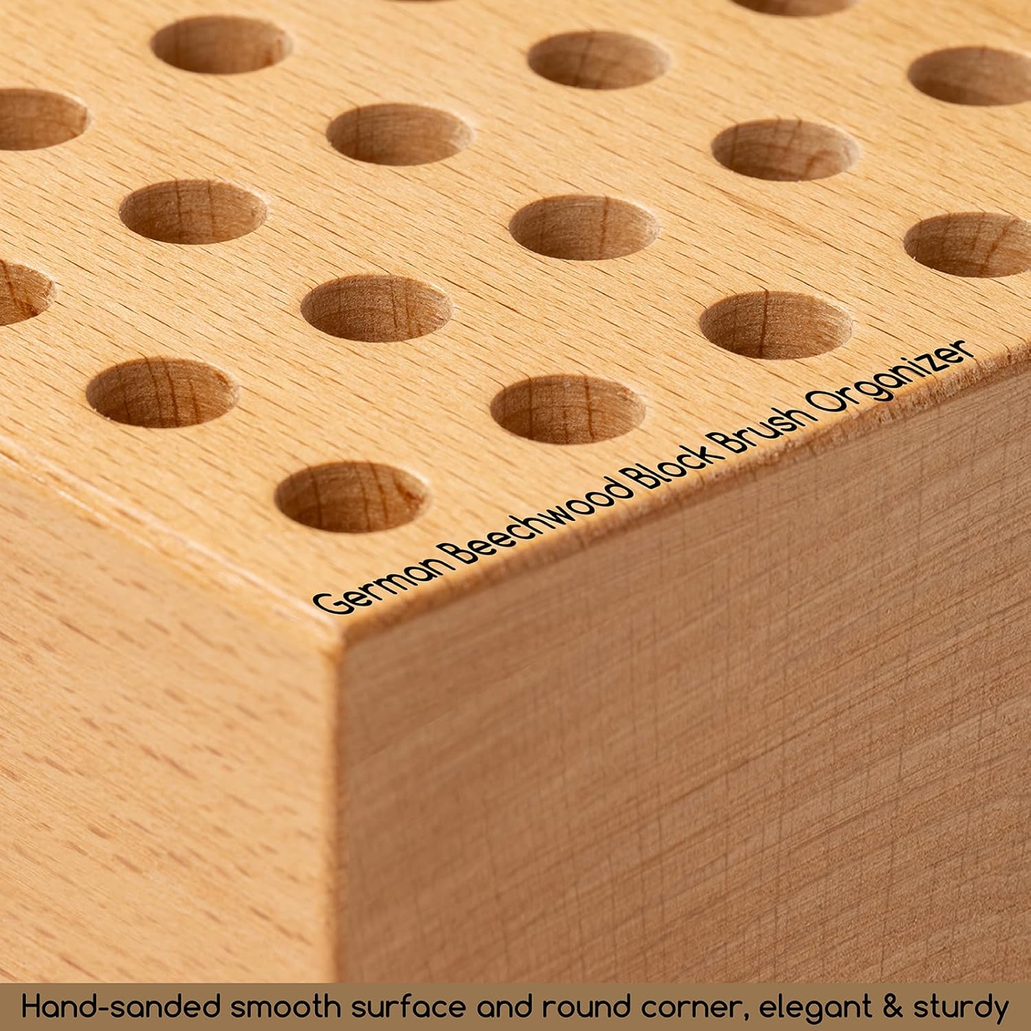 Beechwood 36-Slot Brush & Pencil Holder