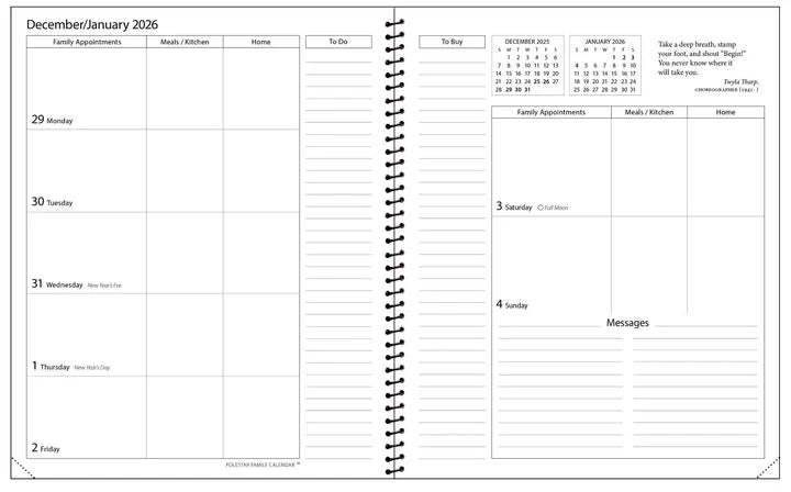 Planner Polestar Family Calendar 8 X 10 2026