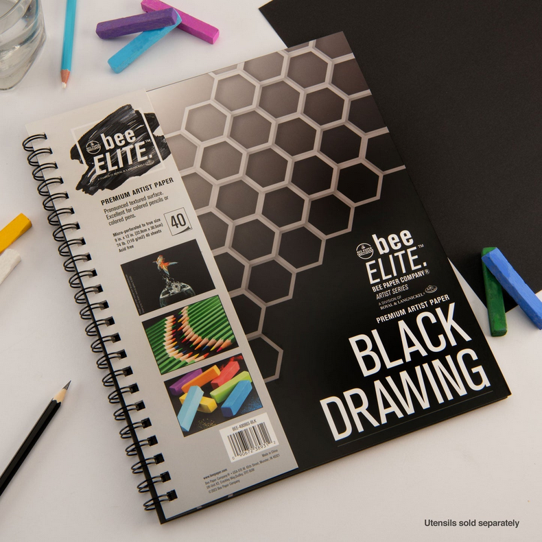 Elite Black Drawing Pad 9x12