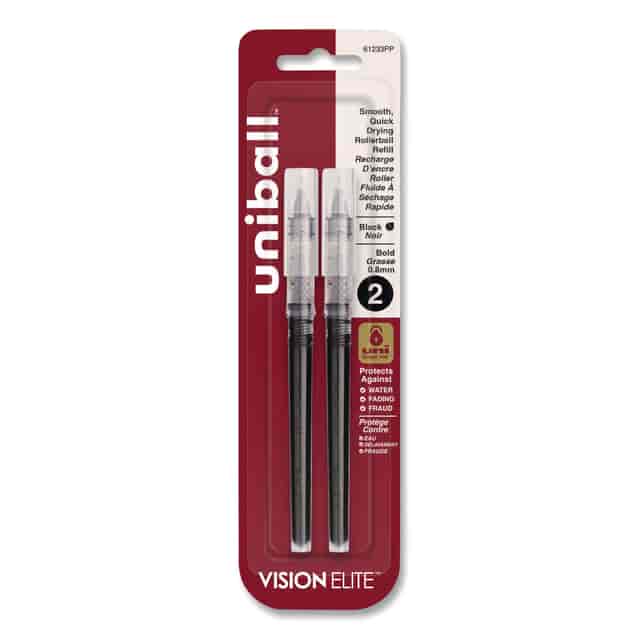 Uniball pen refill, Vision Elite Bold Black 2/pk