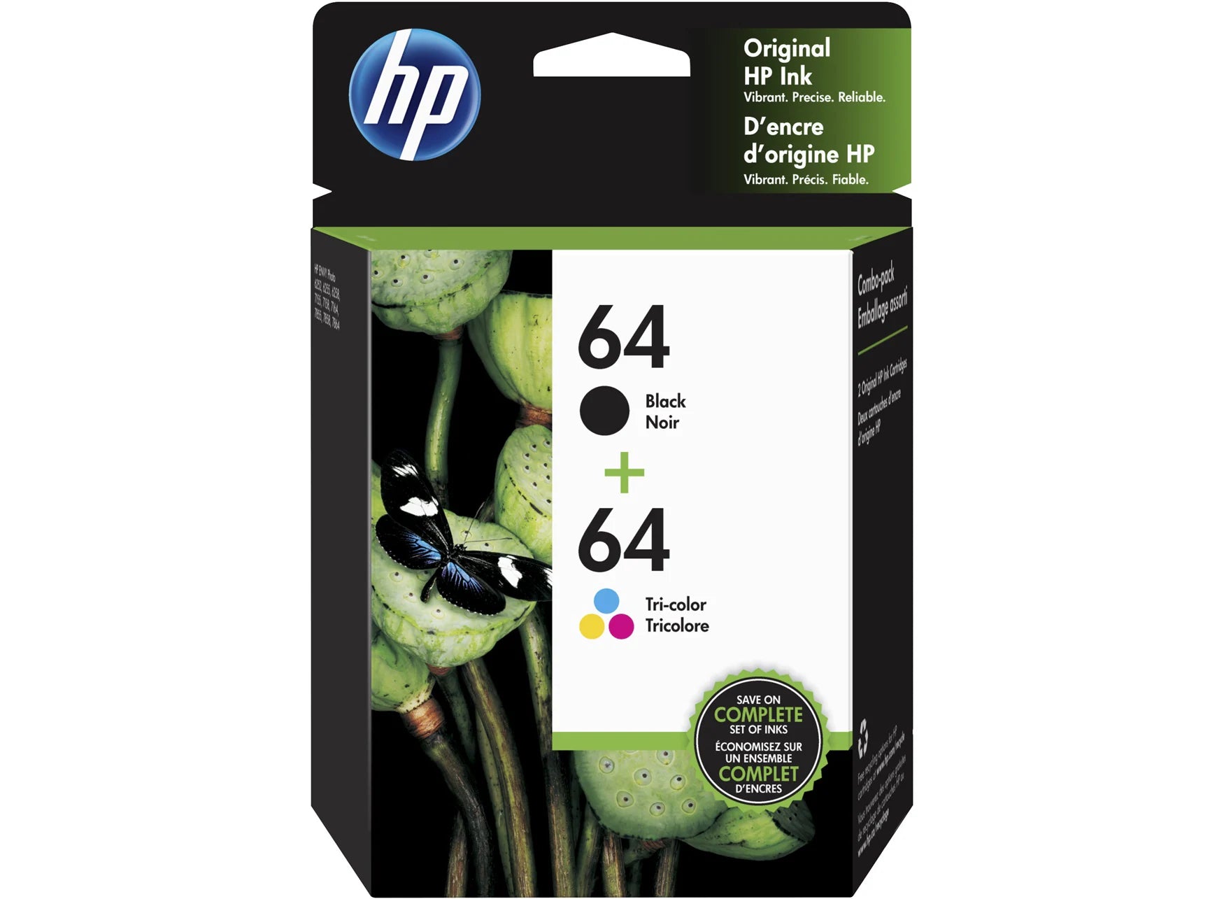 HP 64 Black & Tri-Colour Original Ink, 2 Cartridges (X4D92AN)