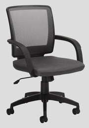 Chaise Amigo à dossier bas avec mécanisme d'inclinaison – dossier en maille et tissu noir