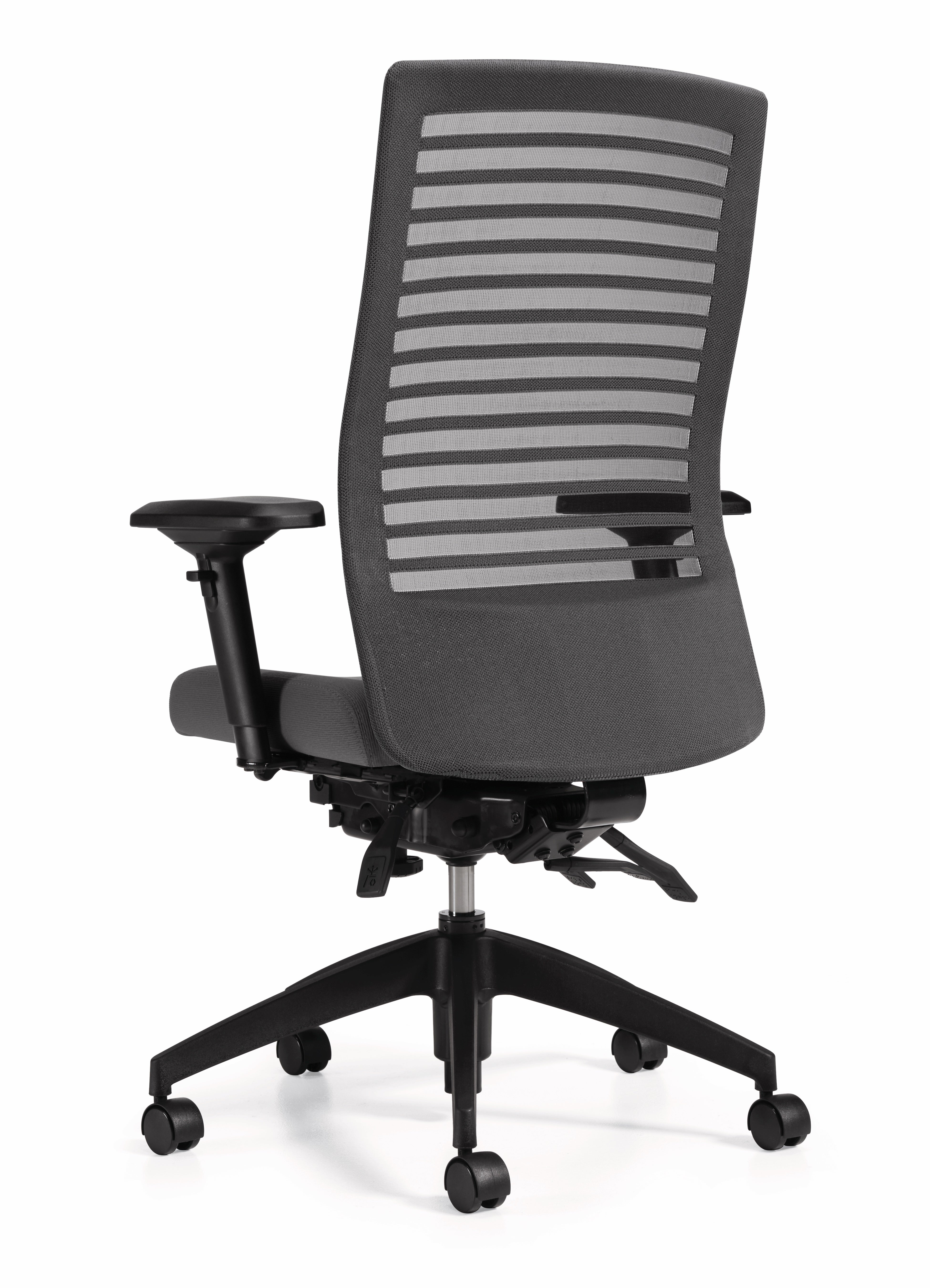 Basics Elora Multi-Tilt High Back Chair – Grand Fabric, Mesh Back, Ergonomic