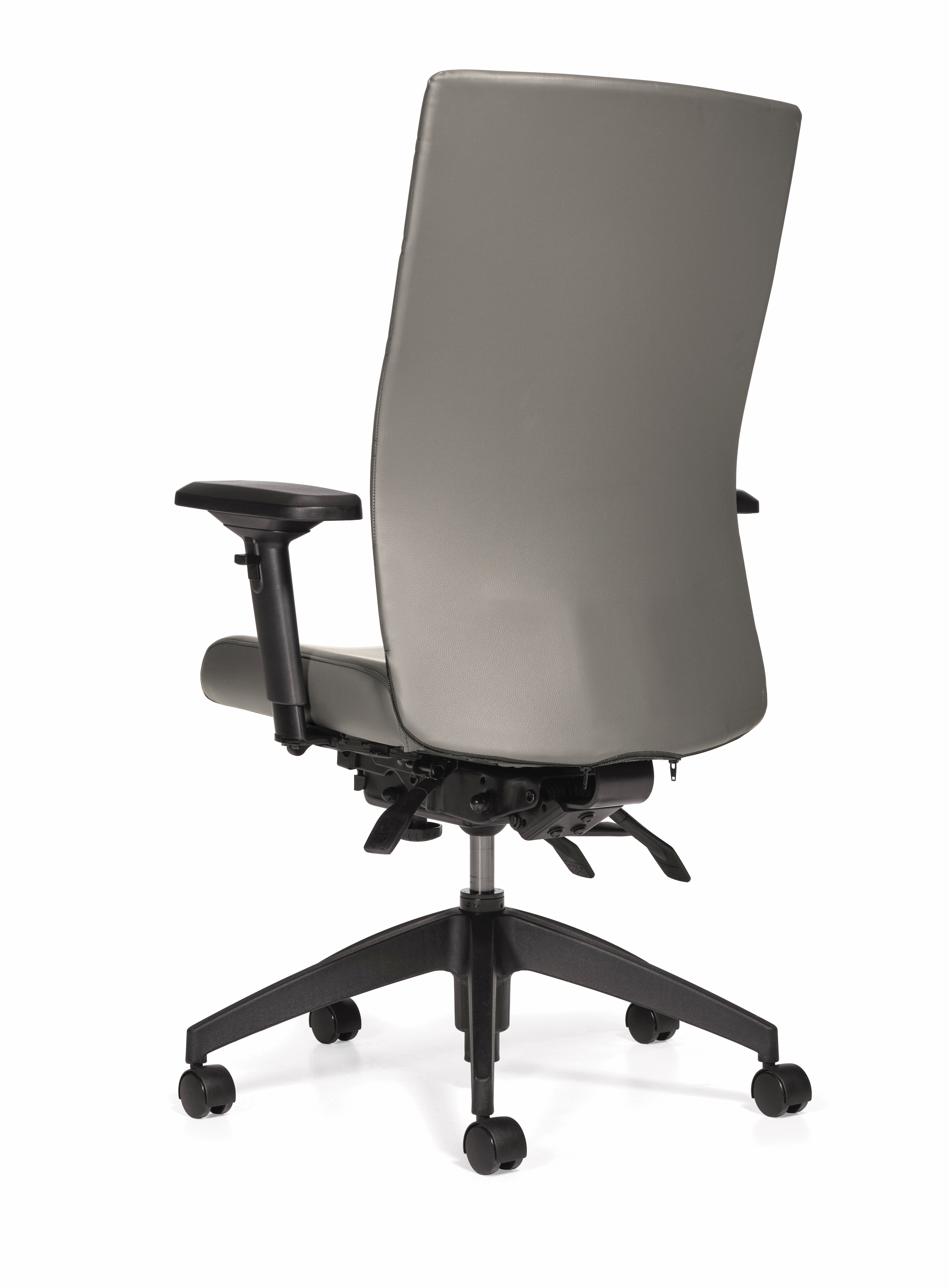 Basics Elora Multi-Tilt High Back Chair – Light Grey Luxhide Leather, Ergonomic