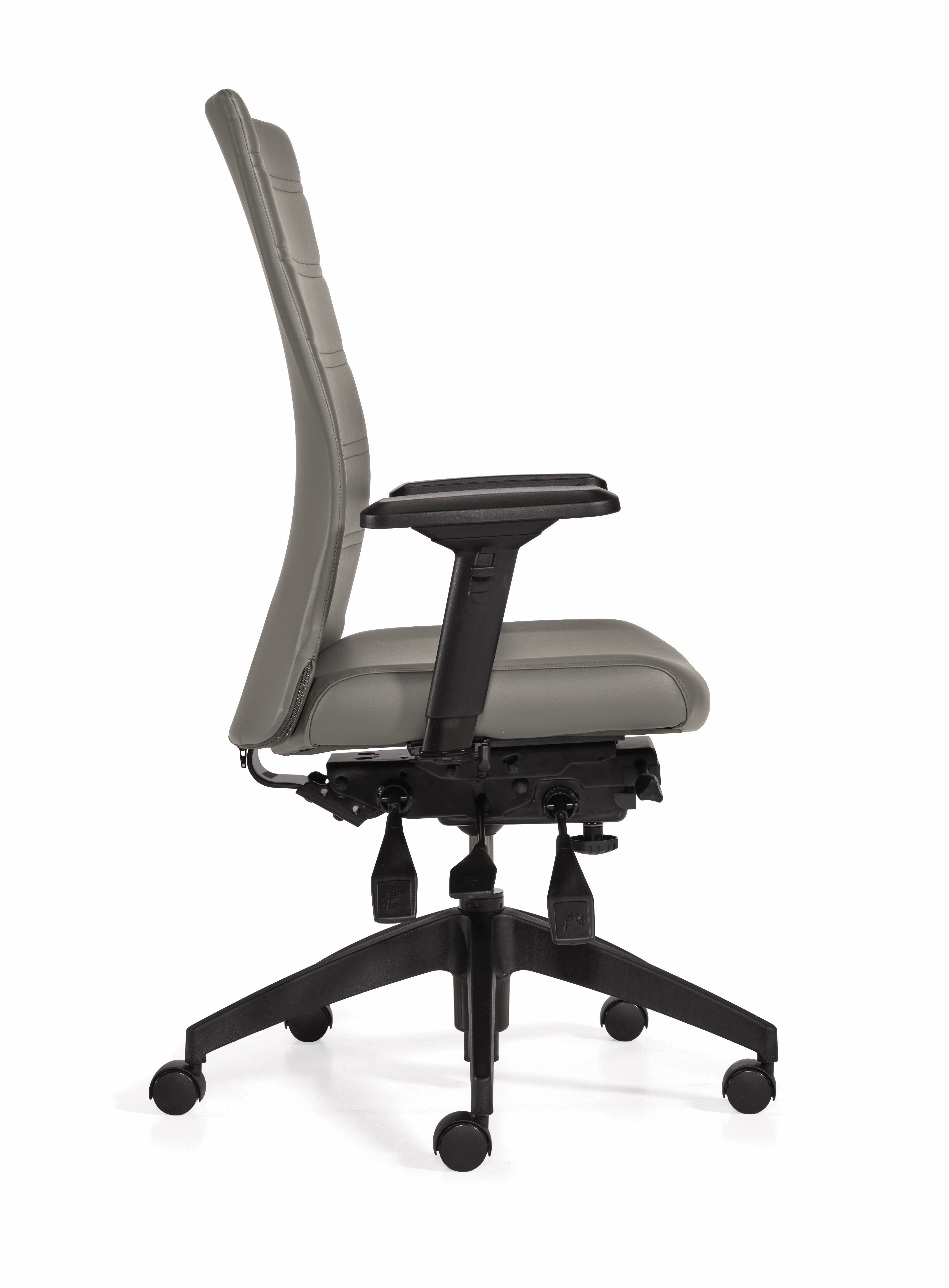 Chaise de bureau Basics Elora Multi-Tilt à dossier haut – Cuir Luxhide gris clair, ergonomique