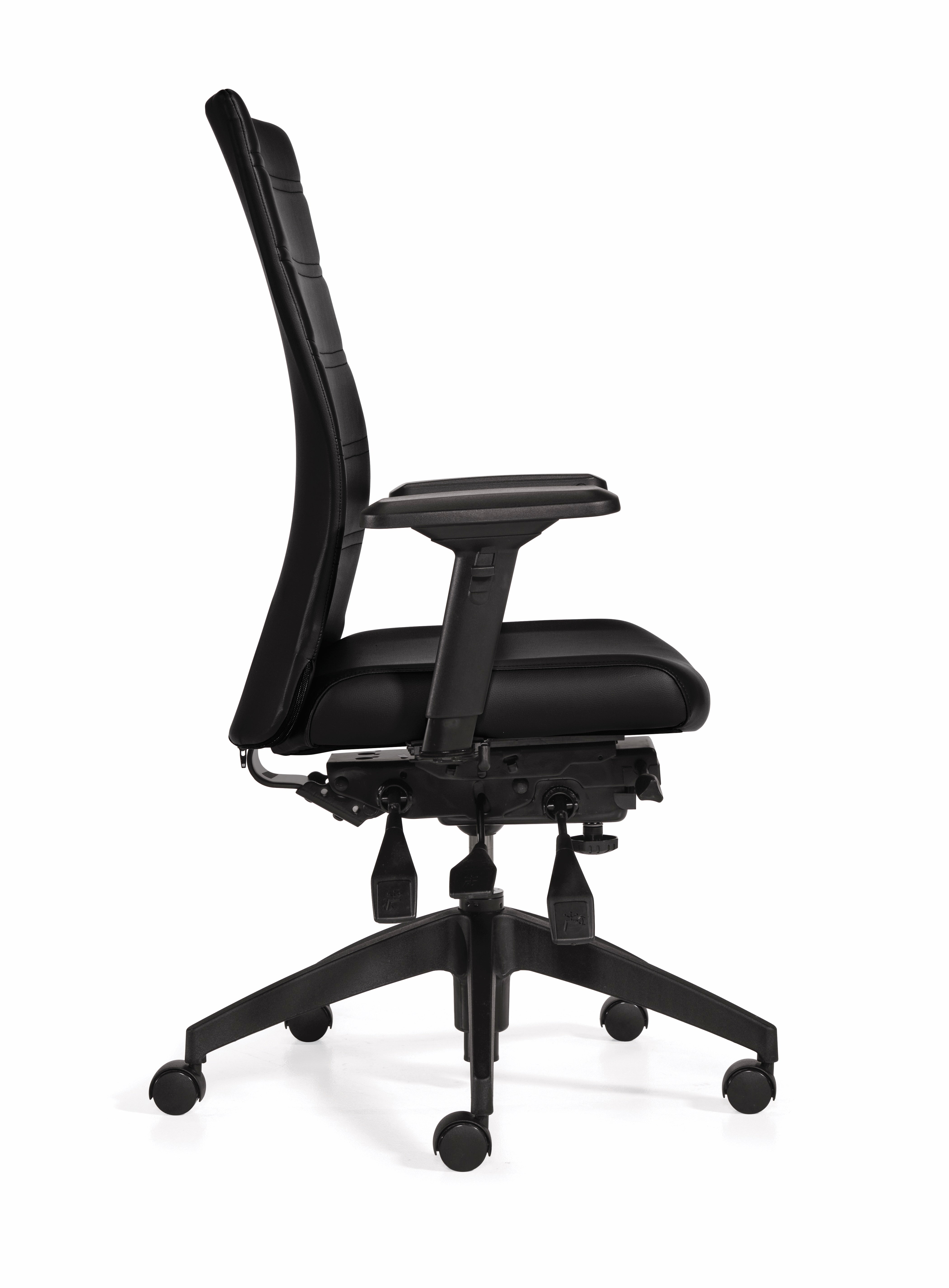 Chaise dossier haut Elora Basics multi-inclinaisons – Cuir Luxhide noir, ergonomique
