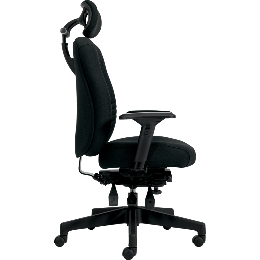 Fauteuil de bureau Ultra grande taille et confortable Basics – Tissu carbone, dossier haut avec appuie-tête