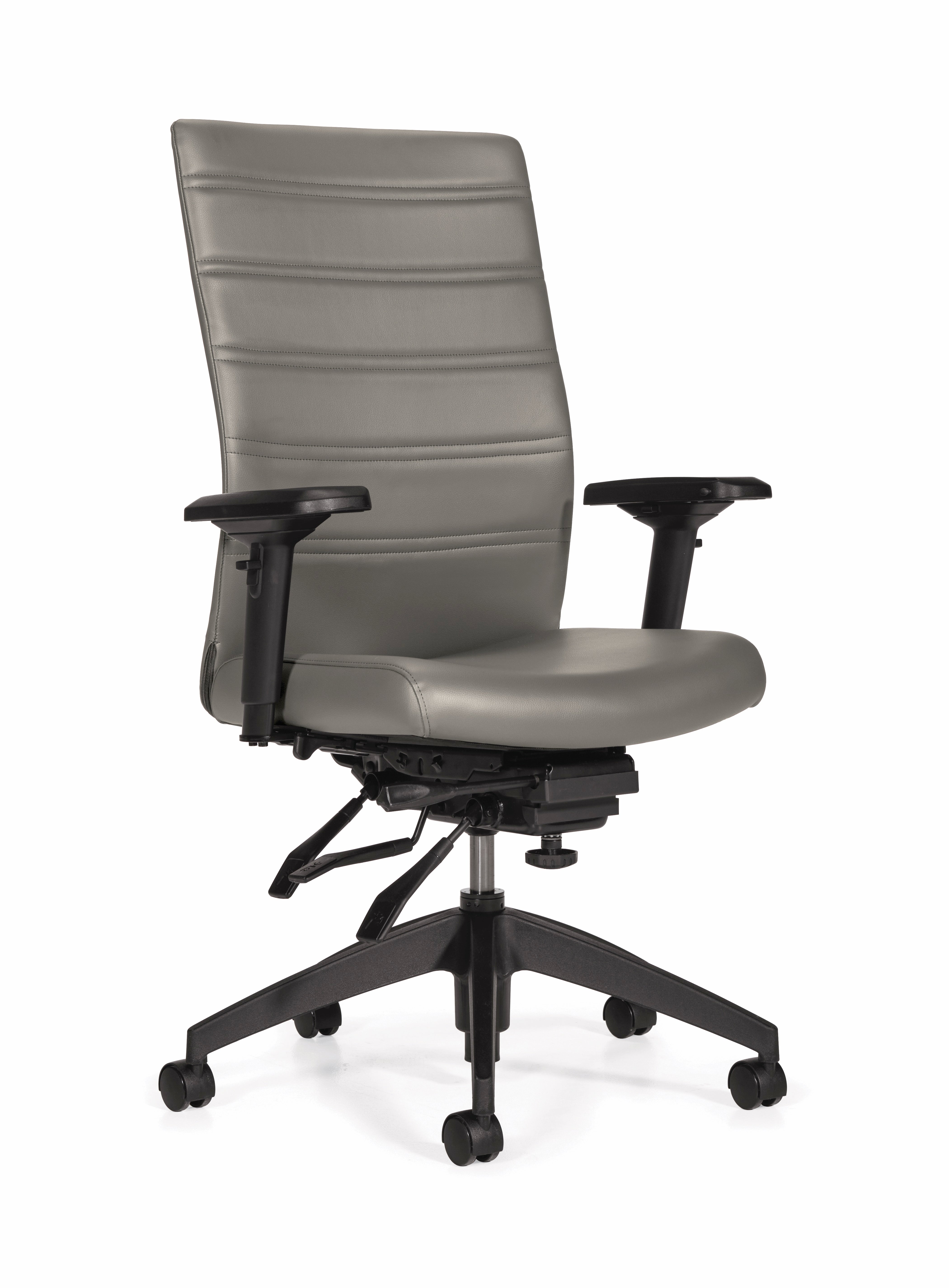 Chaise à dossier haut multi-bascule Basics Elora – Tissu LuxPlus gris clair, ergonomique