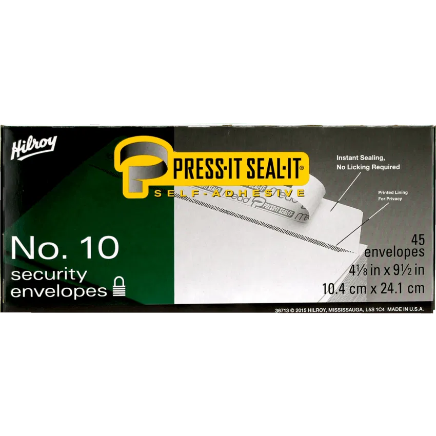 Hilroy #10 Self-Adhesive Envelopes 20 lb 45/Box